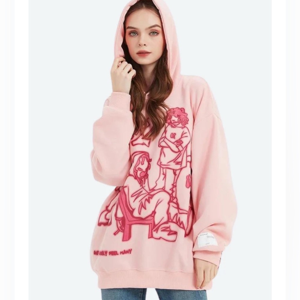 Trendy Pink Graphic Hoodie